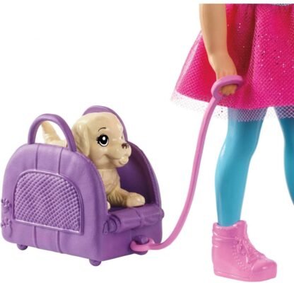 barbie chelsea doll & travel set with puppy & accessories